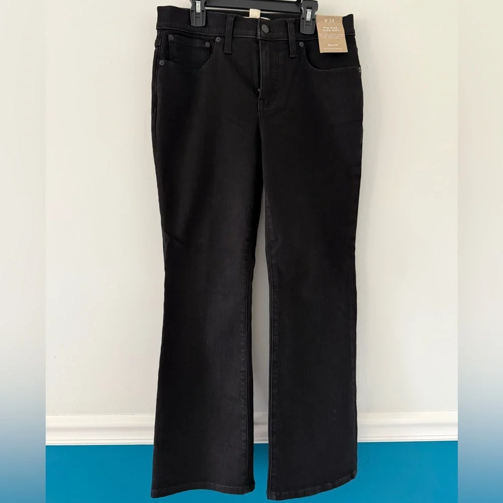 NWT Madewell Mid-Rise Kick Out Ankle Length Black Women’s Jeans - Picture 4 of 9